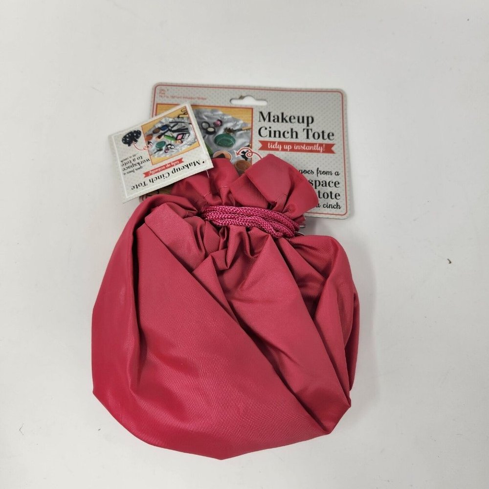 Makeup Cinch Tote Holds Your Makeup, Workspace to a Tote in a Cinch "PINK"